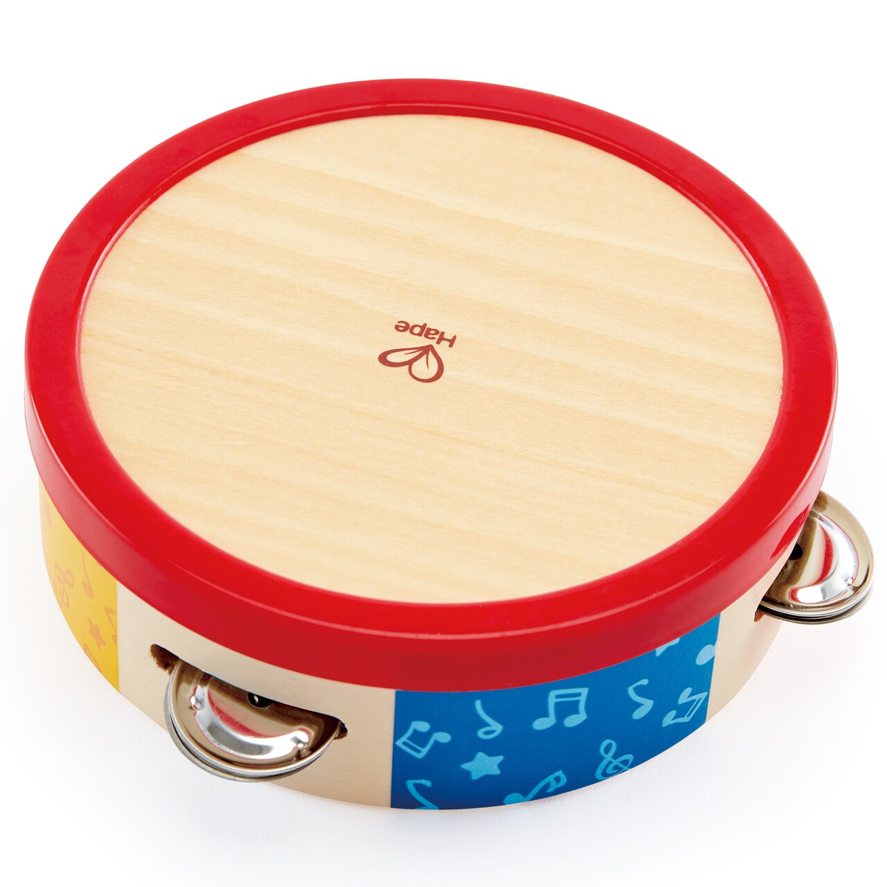 Hape: Tap-Along Tambourine - Wooden Hand Drum & Shaker Toy, Tap & Shake, Musical Instrument, Rhythm & Sounds Development, Baby-Toddler-Kids Ages 1+